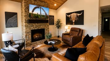 Smart TV, fireplace, video games, table football