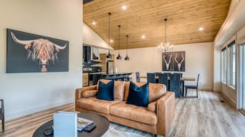 Smart TV, fireplace, video games, table football