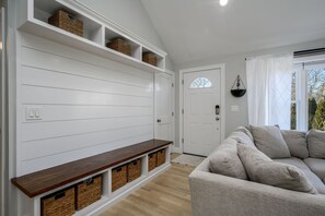 TV, fireplace - Family Tides: Private Retreat with Pool & Hot Tub (Hyannis)