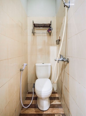 Douche, serviettes fournies, papier toilette