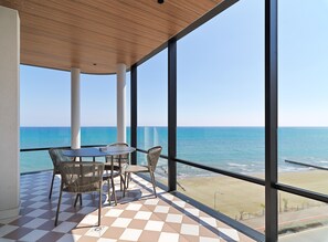 Utsikt mot strand/hav