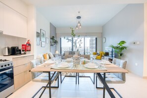 Fridge, microwave, oven, electric kettle