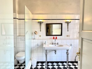 Hair dryer, soap, toilet paper