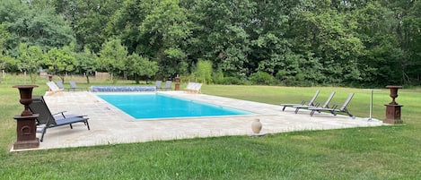 Outdoor pool, pool umbrellas
