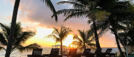 On the beach, beach towels