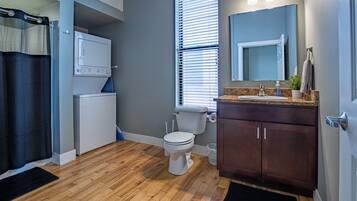 Premium Apartment | Bathroom | Shower, hair dryer, towels, soap