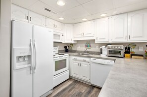 Fridge, microwave, dishwasher, toaster