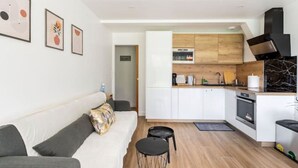 A modern apartment with a living room, kitchenette, and a dining area. - Amazing flat, Paris suburb, near Versailles ,Orly (Orsay)