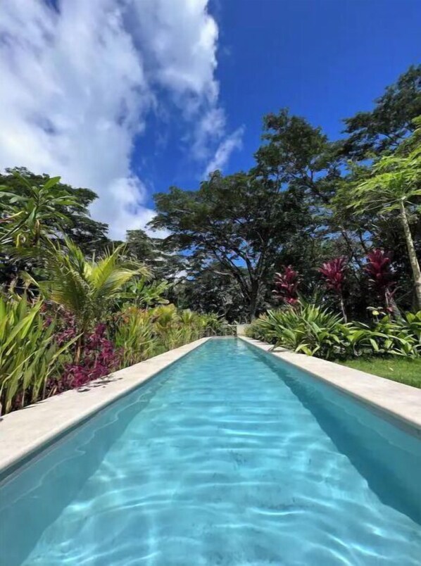 Una piscina al aire libre