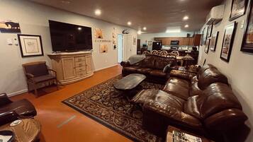 Smart TV, foosball, books