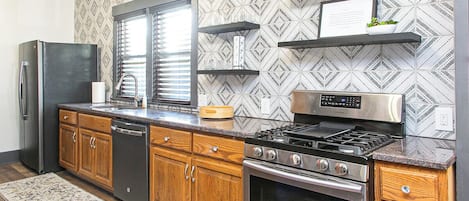 Microwave, oven, stovetop, dishwasher