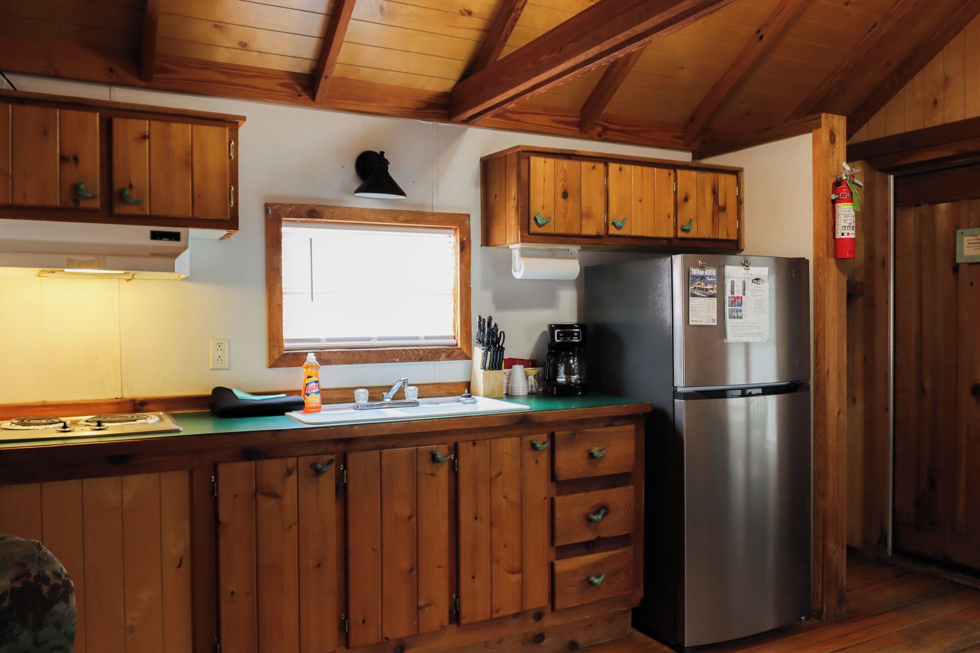 Fridge, microwave, coffee/tea maker