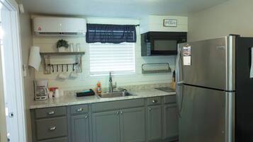 Fridge, microwave, coffee/tea maker