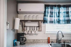 Fridge, microwave, coffee/tea maker