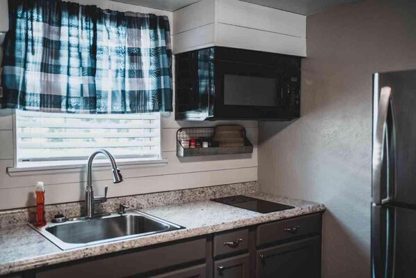 Fridge, microwave, coffee/tea maker
