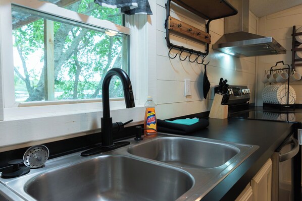 Fridge, microwave, coffee/tea maker