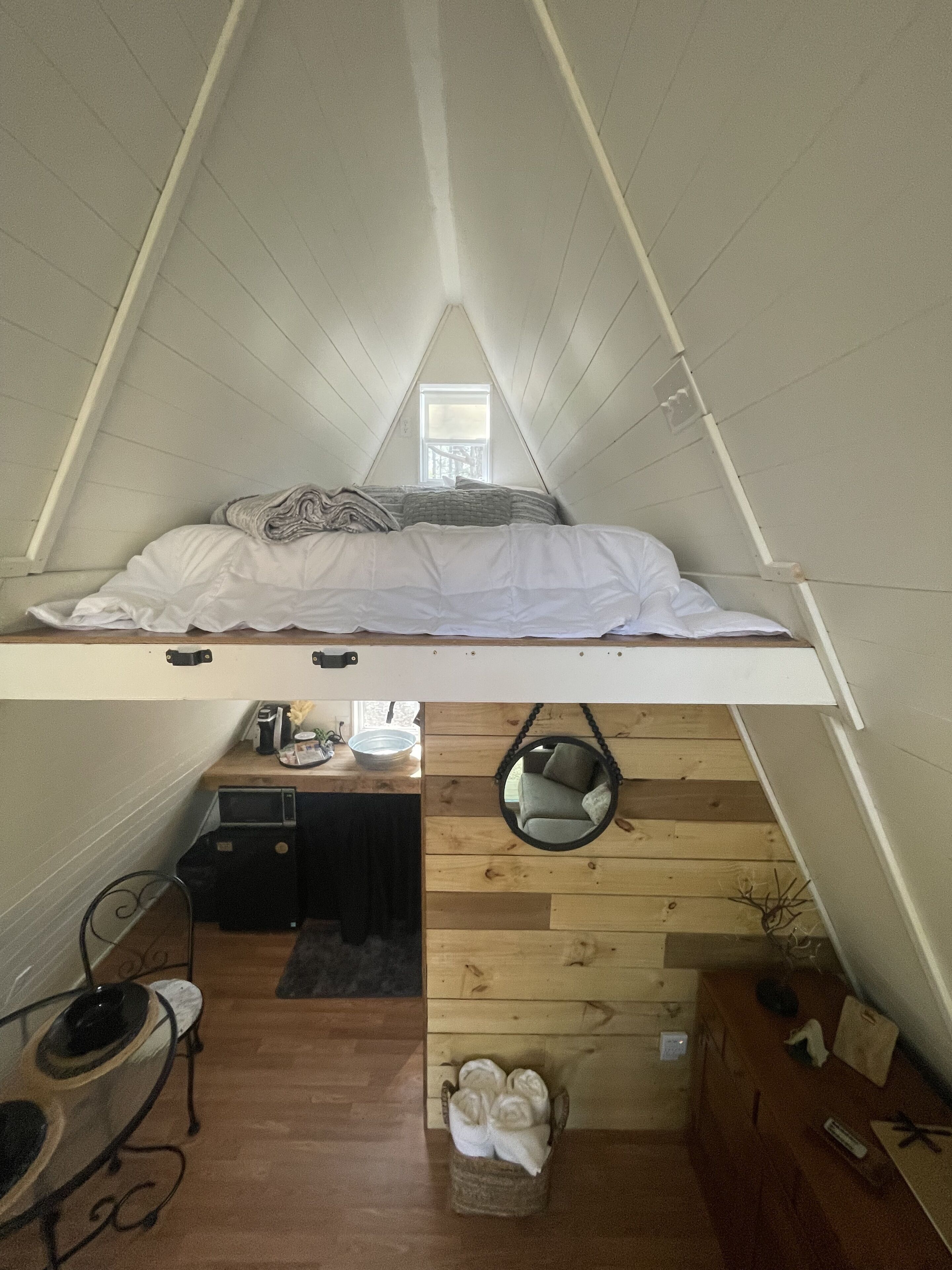 Welcome to our tiny A-frame cabin.