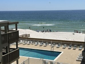 Outdoor pool, a heated pool - Oceanfront Condo with Beautiful Gulf views from the Deck (Gulf Shores)
