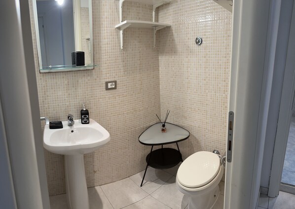 Dusche, Haartrockner, Bidet, Handtücher