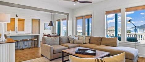 Smart TV, fireplace, table tennis, books