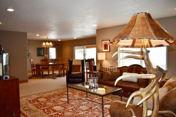 Gorgeous expansive living room with attached dining area.