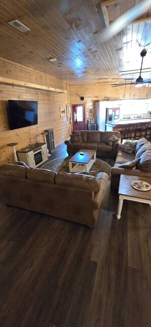 TV, fireplace, offices