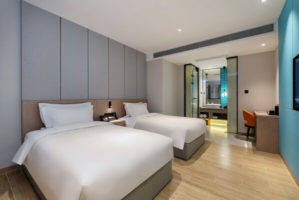 Business Twin Room, 1 Bedroom | Premium bedding, down duvets, blackout curtains, iron/ironing board