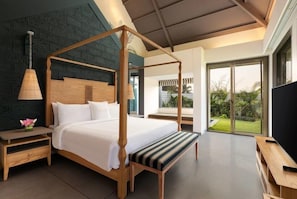 Phòng Superior, 1 giường cỡ queen (Premium Cottage with Private Pool) | Bộ đồ giường cao cấp, chăn bông, nệm cao su hoạt tính (memory foam) 