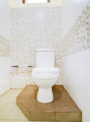 Shower, towels, toilet paper