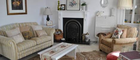 Televisión y chimenea