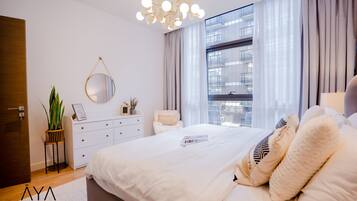 Luxury Apartment | Egyptian cotton sheets, premium bedding, individually decorated