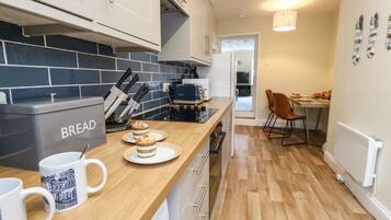 Fridge, dishwasher, electric kettle, toaster