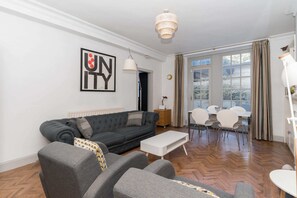 Basic Apartment, Multiple Beds | Living area | TV - Beautiful & Bright 2BD Flat - Haymarket (Edinburgh)