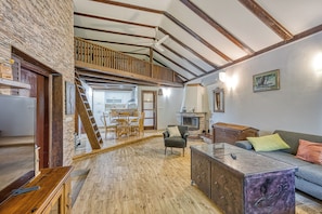 Family House, Multiple Bedrooms (Wellness House On The River Kupa) | Living area | Flat-screen TV, fireplace - Wellness House On The River Kupa (Karlovac)