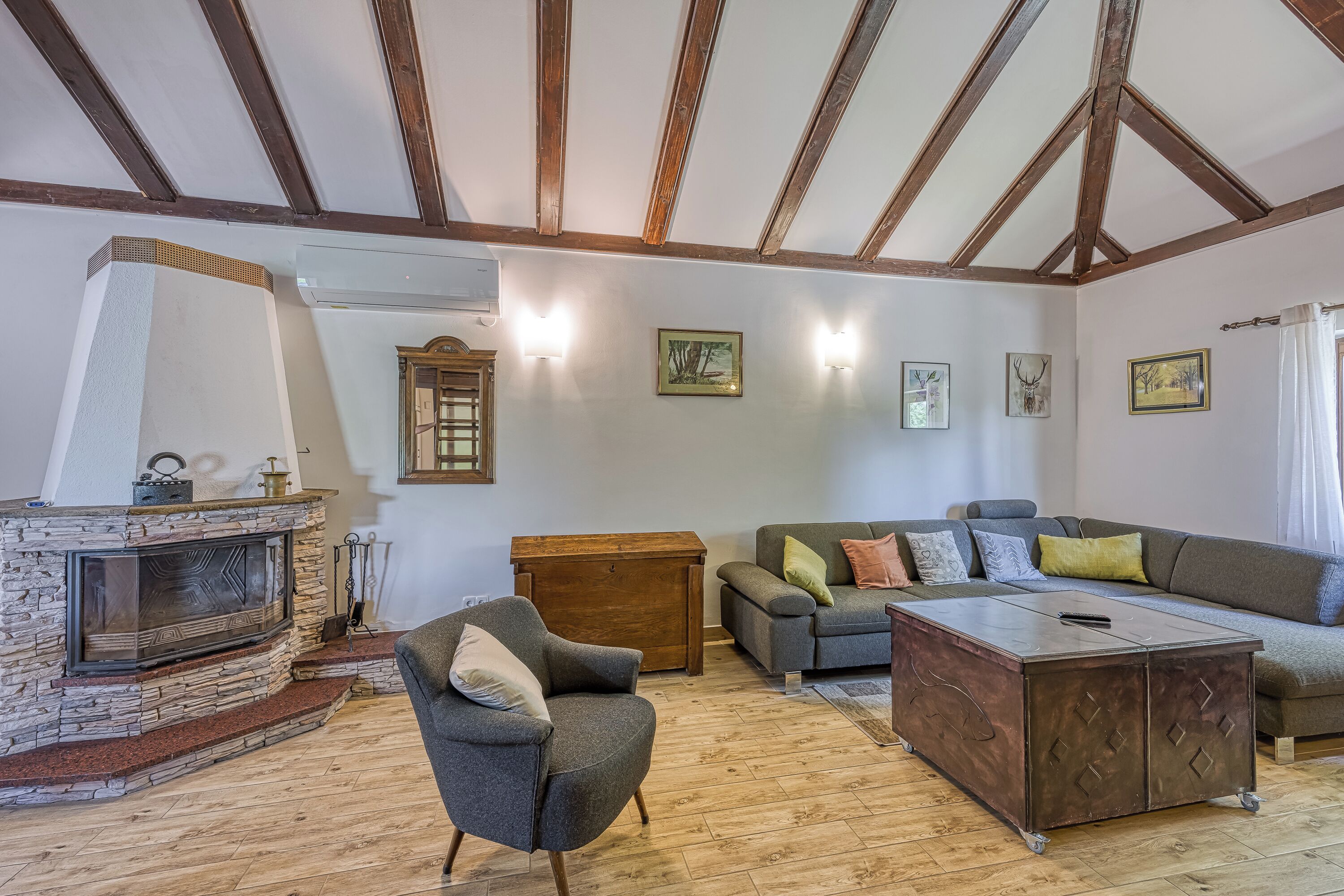 Family House, Multiple Bedrooms (Wellness House On The River Kupa) | Living area | Flat-screen TV, fireplace