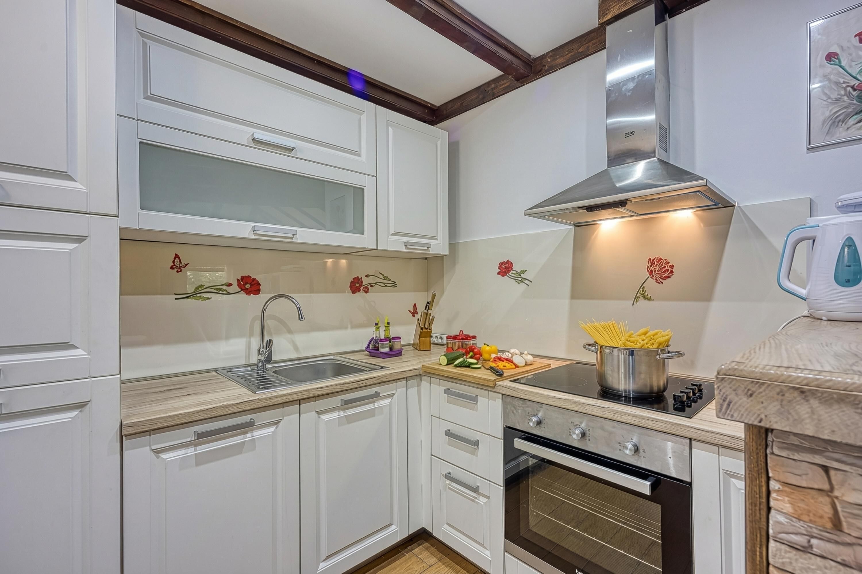 Family House, Multiple Bedrooms (Wellness House On The River Kupa) | Private kitchen | Fridge, microwave, oven, stovetop