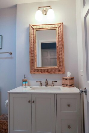 Shower, towels, soap, shampoo