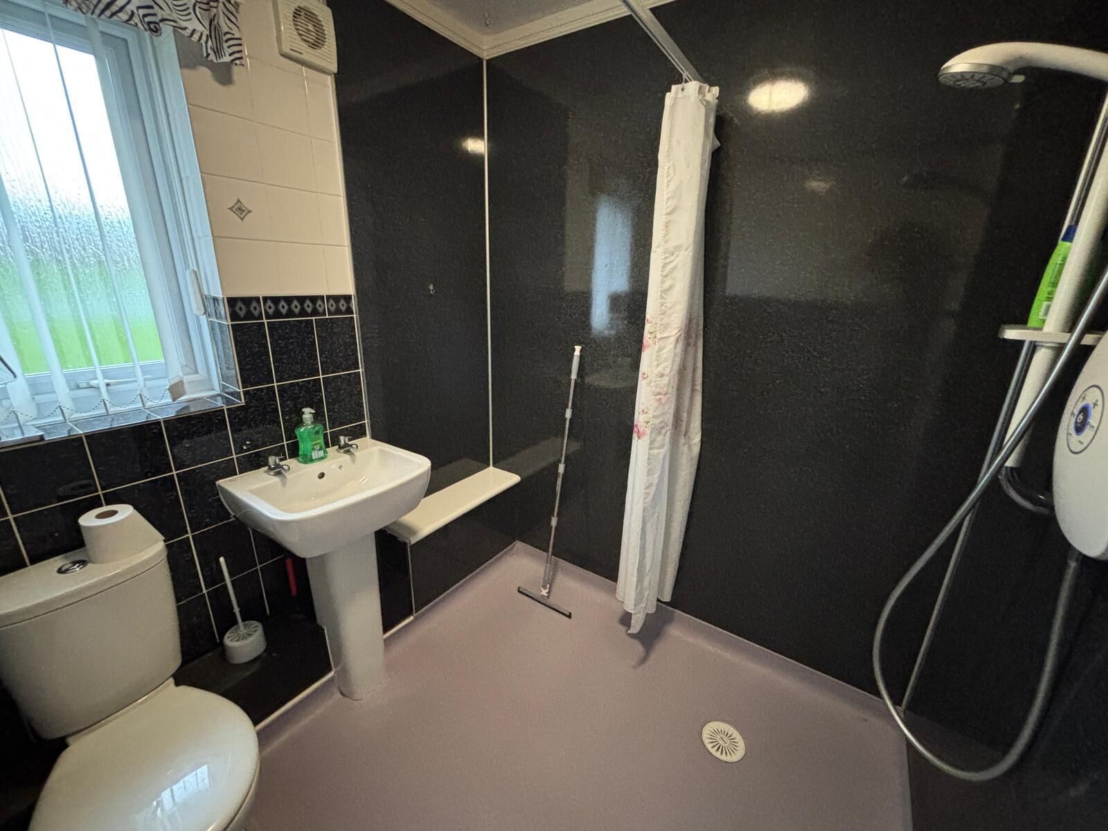 Shower, towels, soap, shampoo