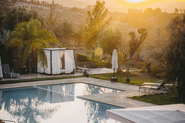 Piscina a l'aire lliure i gandules
