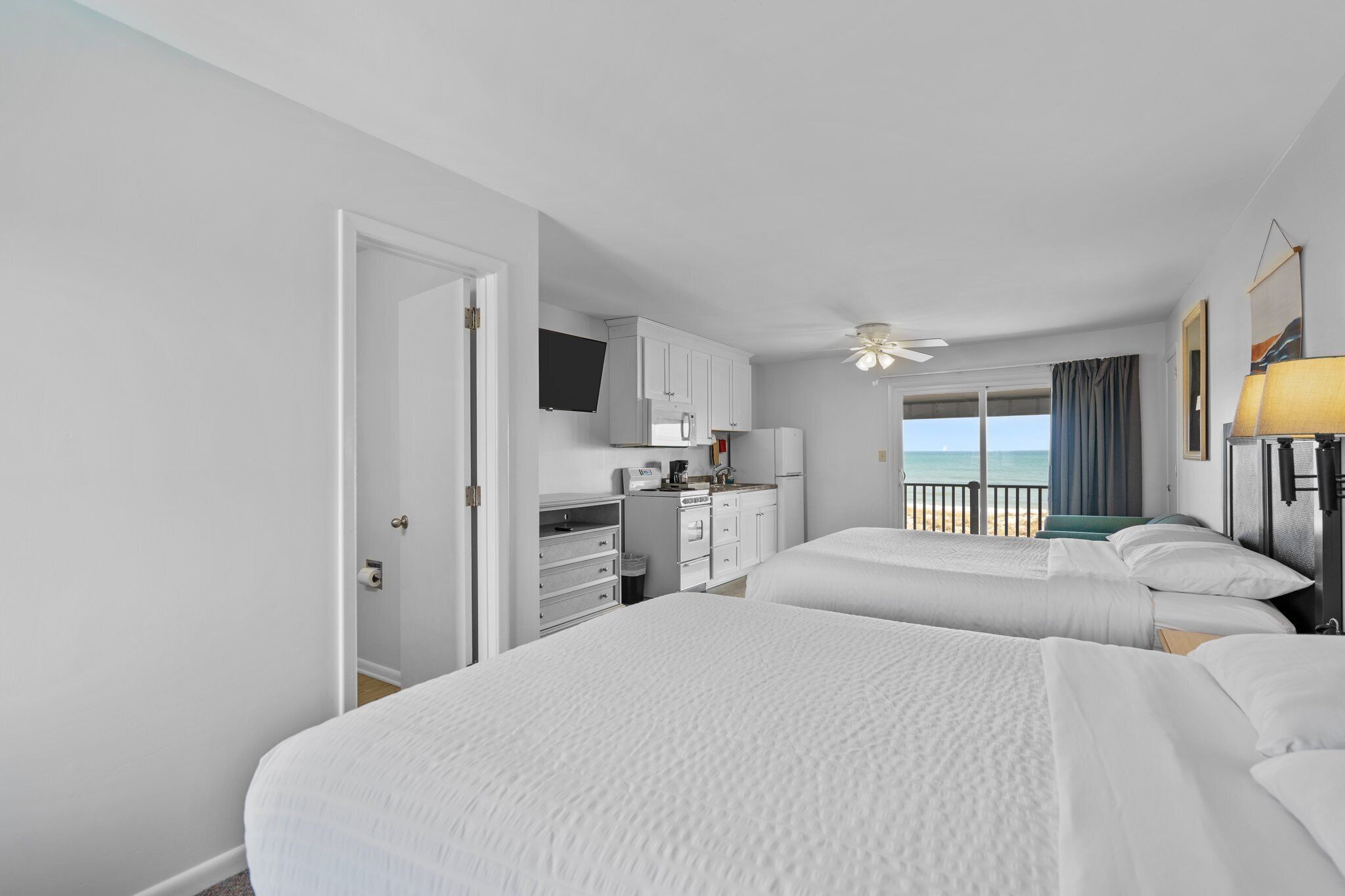 Room, 2 Queen Beds, Kitchen, Oceanfront | Beach/ocean view