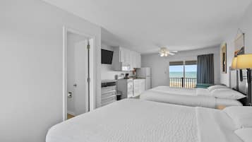 Room, 2 Queen Beds, Kitchen, Oceanfront | Beach/ocean view