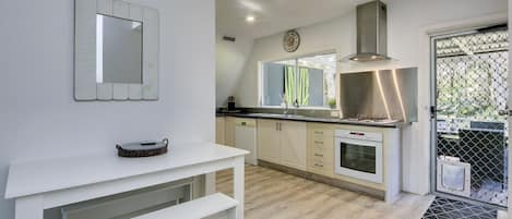 Fridge, microwave, oven