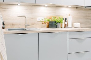 Fridge, oven, stovetop, dishwasher