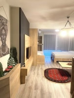 Laptop workspace, free WiFi, bed sheets