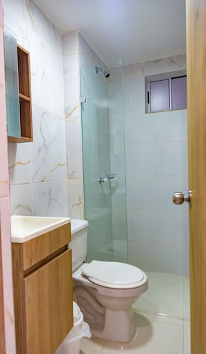 Shower, towels, soap