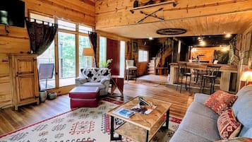 TV, fireplace, DVD player, books