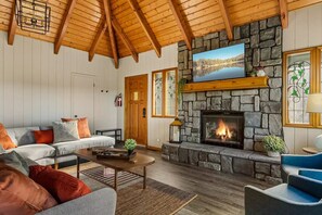 Smart TV, fireplace, video games