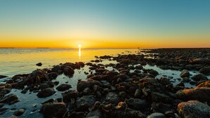 Privat strand i nærheten, solsenger, parasoller og strandhåndklær