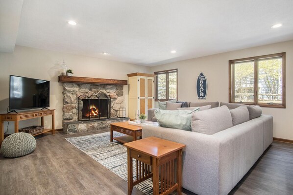 TV, fireplace, DVD player