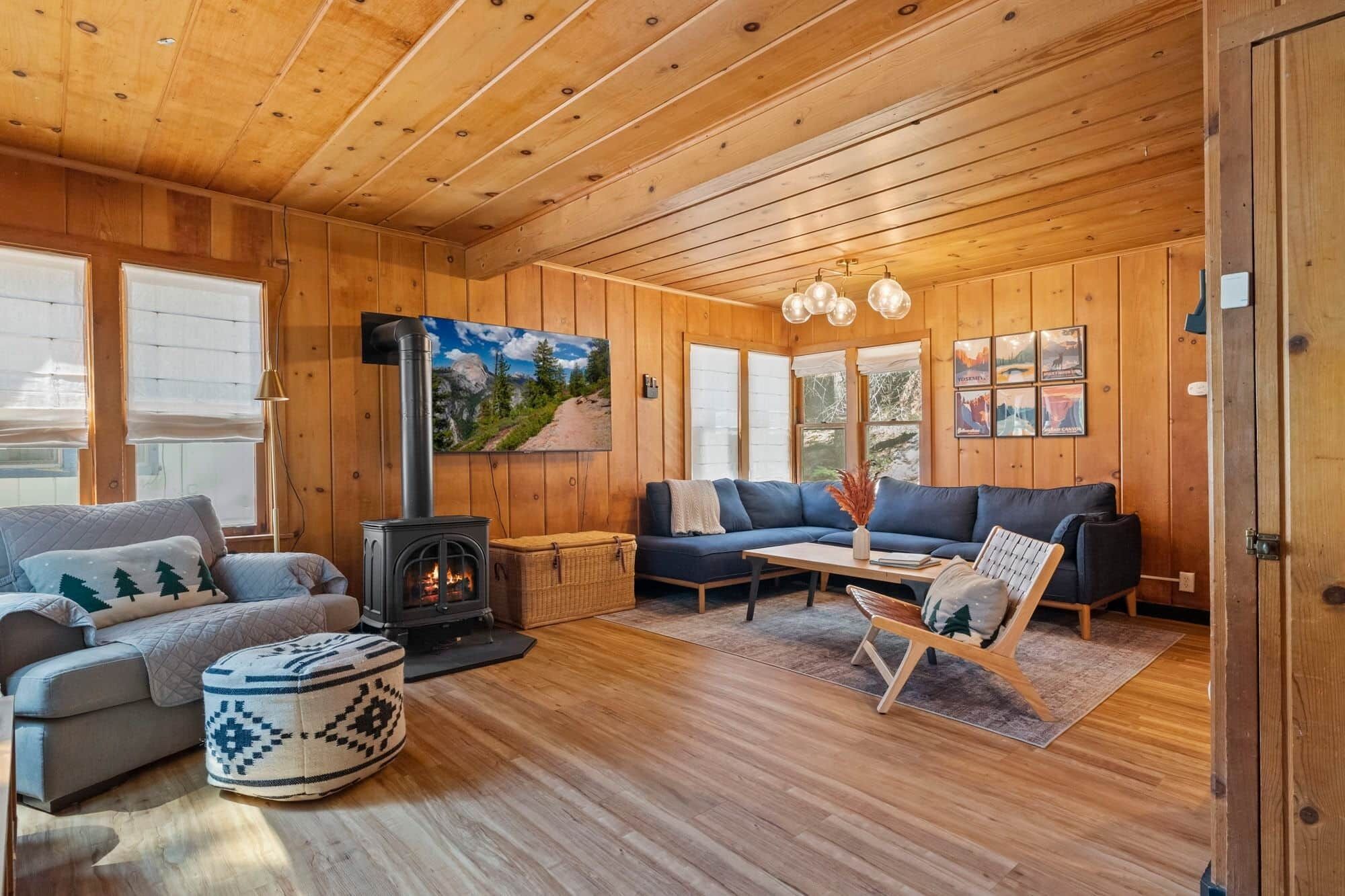 TV, fireplace, table football